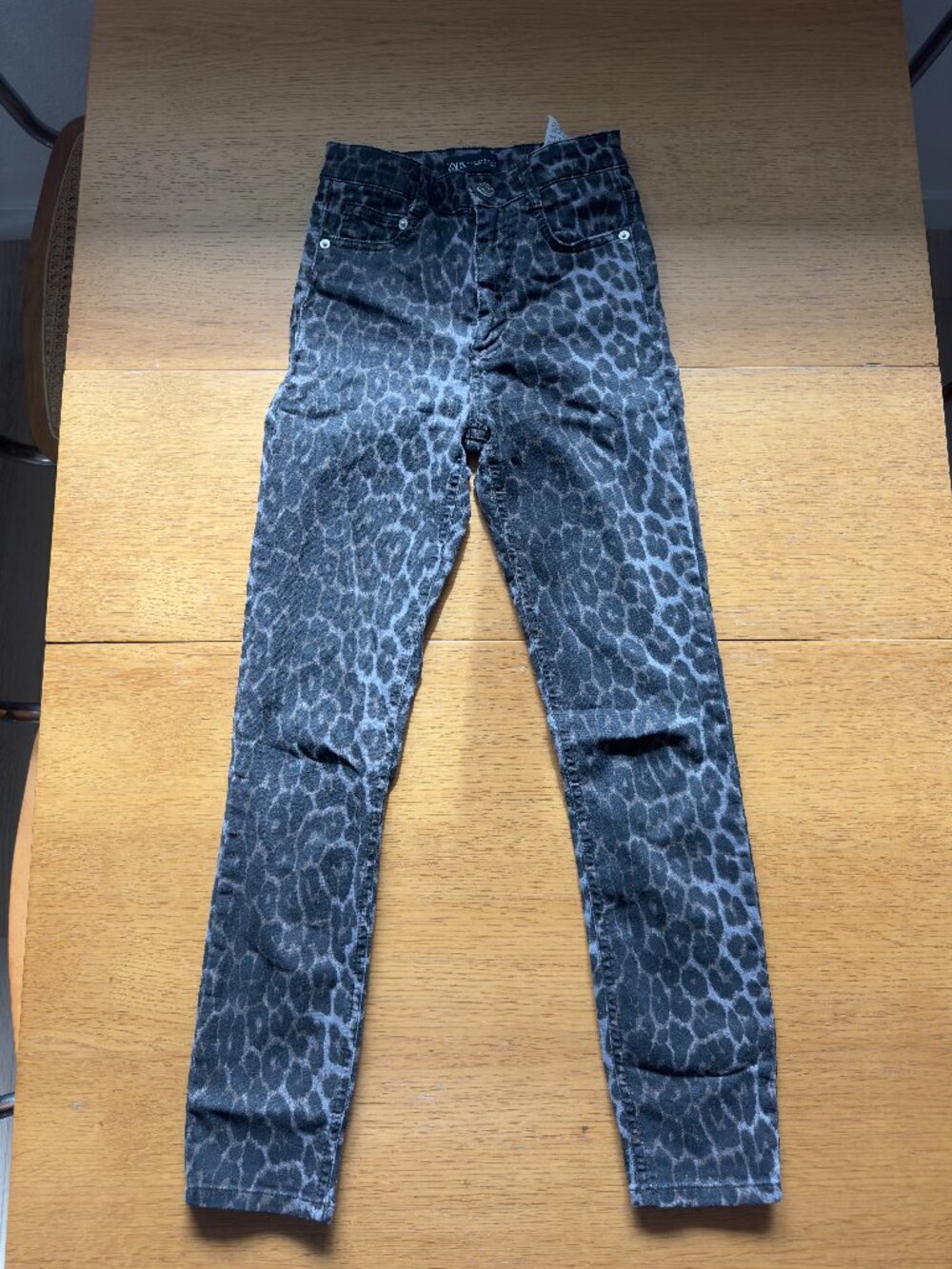 ZARA Leopard Animal Print High Rise Skinny Jeans Gray Sz US 2